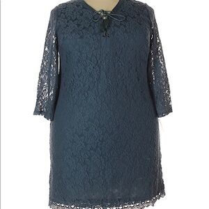 Blue Boho Lace Peasant dress